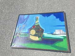 Large Oil Painting Mendelson 1970 Liquor Mountain Surrealist Framed 48/36 Inches