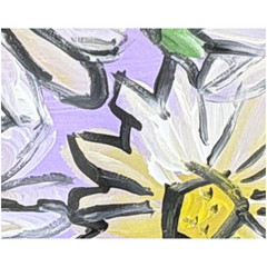 Daisies, Contemporary Expressionism 11×14 Purple, Green, & White Painted Paper