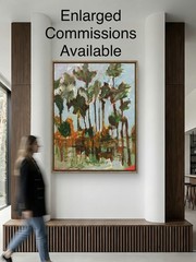 Landscape painting Сanvas wall-art signed 11×14 In Palm Trees Original Designer