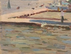 Oil painting River Ukrainian painter Unframed Decor original landscape art