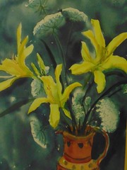 vintage framed WATERCOLOR PAINTING still life flower bouquet signed & dated 1982