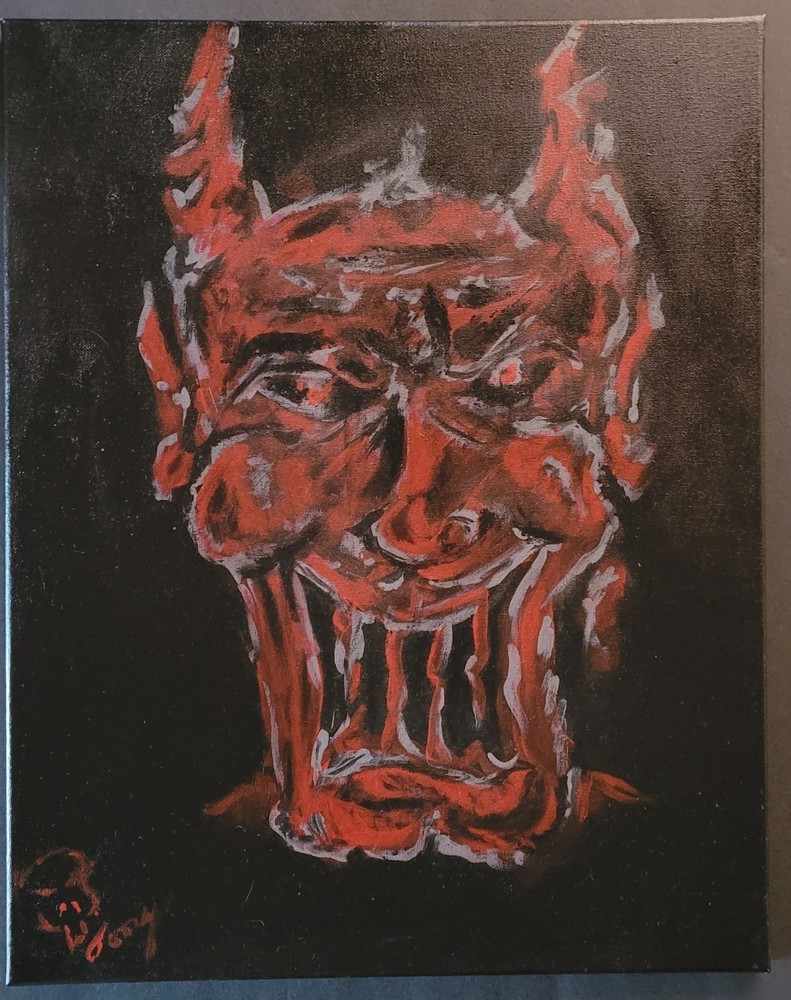 Horror Pop Art Painting Demon 14×18 Original artist Tony Czar Toxic Ink