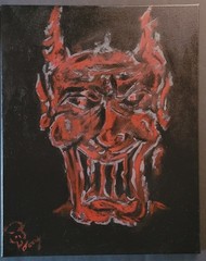 Horror Pop Art Painting Demon 14×18 Original artist Tony Czar Toxic Ink