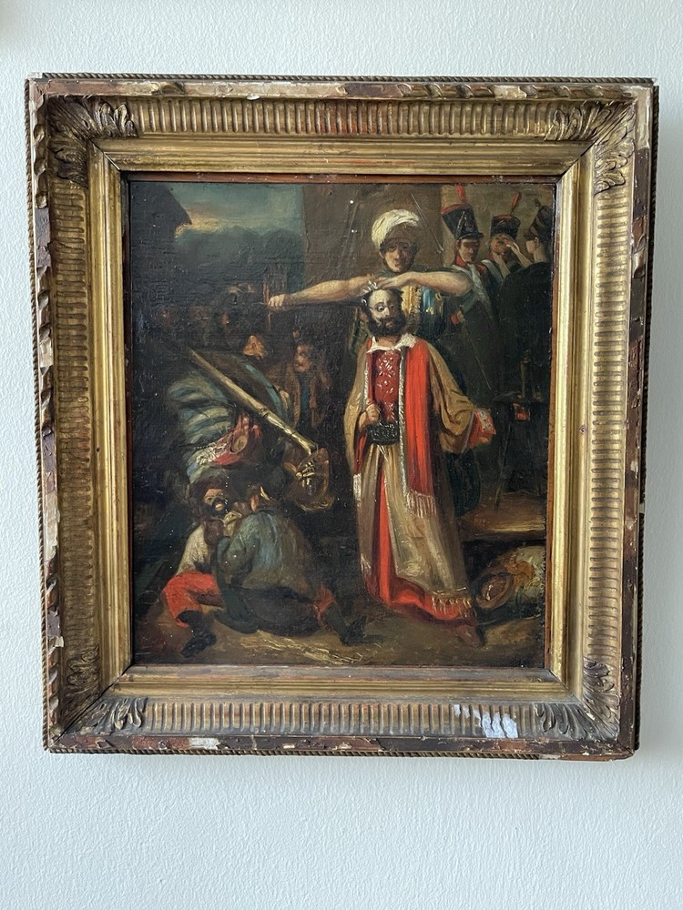 Balkan war scene, Antique oil painting, 19th, Romanticism