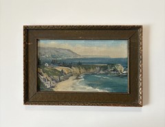 ANTIQUE PAINTING LANDSCAPE COASTAL CALIFORNIA OREGON COAST BEACH OIL SIGNED