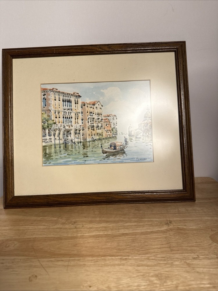 Toni Orsini Venice Canal Watercolor Painting – Signed Vintage Italian Art Framed