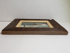Original Vintage Charles G. Blaylock Painting Cabin in Snow Rustic Wood Frame