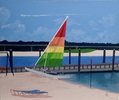 original acrylic painting canvas board „Lonely Beach“ David Ellis 20″x24″