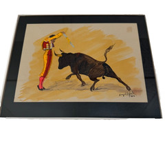 ANGEL ZAPATA Original Painting 1956 VTG Bullfighting Matador Watercolor Signed