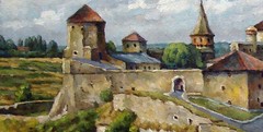 Oil painting Old fortress, Kamianets-Podilskyi Ukrainian painter original art