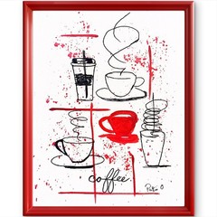 But First Coffee Original Ink Acrylic 8×10 Canvas Coffee Wall Art Signed Decor