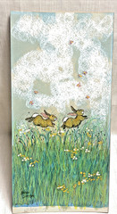 Original Kristin Schuyler Watercolor gouache ink Bunnies Butterflies Seymour WI