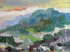 Oil painting Carpathian mountain resort Ukrainian painter Cardboard original art