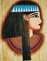 ANCIENT EGYPTIAN PAPYRUS PAINTING on Handmade Paper SIGNED Queen Cleobatha