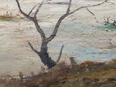 Oil painting riverside landscape with tree undergroup creek Kümmerlen