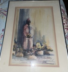 Gaye Sanders Fisher Signed Watercolor Print Charleston Flower Lady S C.