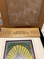 Madhubani Art Print India Peacock 12 x 9.5 Matted Ready to Frame