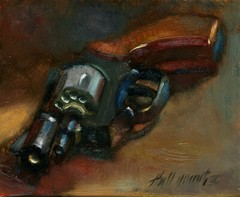 Pistol, Handgun 5 x7 in. Original Oil on panel HALL GROAT II