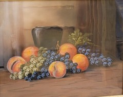 William Henry Chandler (1854-1928) Still Life Pastel On Board Painting Fruit