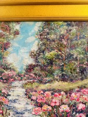 Listed Artist KADLIC Landscape Art Original Oil Painting 28×24 Gilt Gold Frame