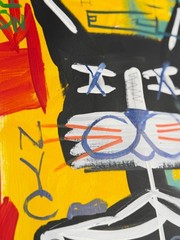 Vibrant Abstract NYC Cat #3 Pop Art Portrait – 14×11″ Painting Mixed Media Paper