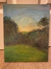 Sunset Forest Oil Painting Hand-Painted On 8 x 10 inch Canvas Wall Artwork