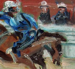 Texas Cowboy 6×8″ Rodeo Oil painting 100% Handmade original Western art