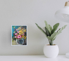 Original Abstract Floral Painting 6 x 8 inches