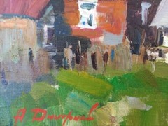 Oil painting In Carpathians Landscape Ukrainian painter Canvas original decor