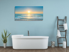 Wall Art Canvas Painting Blue Sea Beautiful Seascape 1 Piece Ocean Sunset Waves