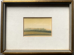 Miniature Watercolor Nature °Illegible Signed Fields Evening Mood 12×17 Cm