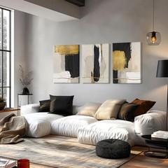 RZIGERNO 3 Pcs Black White and Gold 24″L x 16″W Black and gold abstract