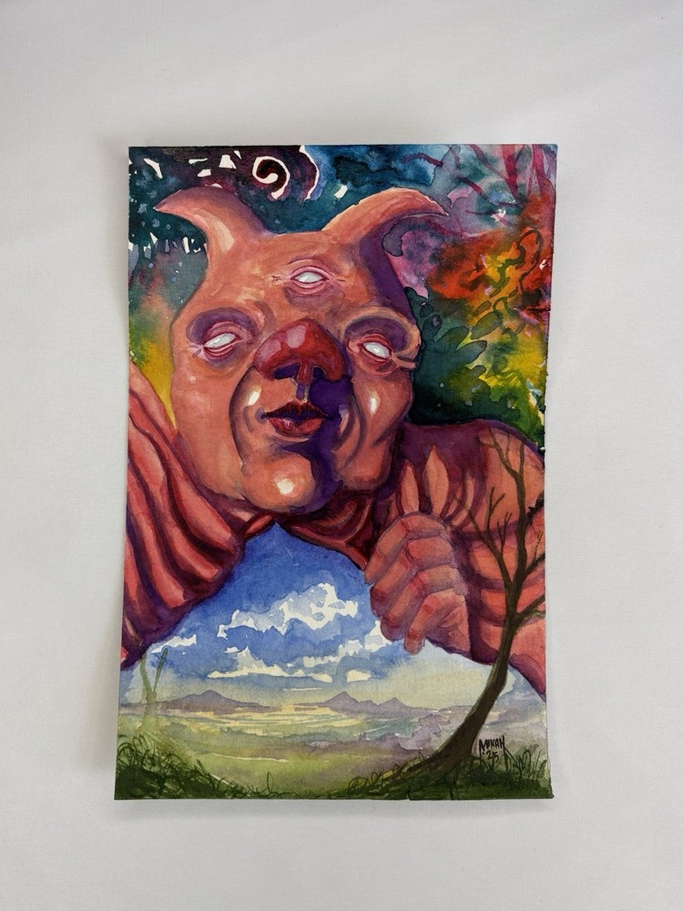 Original Painting Watercolor Art Surreal Fantasy Creature Goblin Dream Mikah