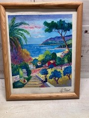 Jean Claude Picot Print Painting Mediterranean Seascape Beach Coastal Art