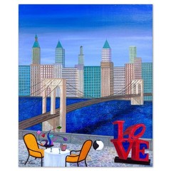 Fanch Ledan Love in NY Original Acrylic Painting on Canvas Hand Signed New York