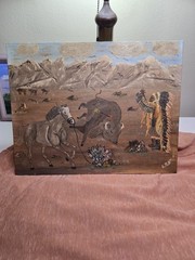 E.B. Edward Ott Outsider Primative Folk Art Painting, Signed E. B. Ott, 14 X 18″