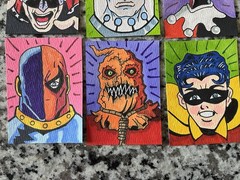 BATMAN Villain Lot 9 Cards- ACEO Art Sketch Card Drawing Painting Paper
