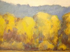 Nancy Knowles original oil painting landscape with trees & path framed gold