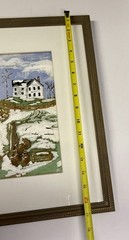 Vintage Signed Oil Painting Farmhouse & Barn Winter Homestead 17 X 21” Framed