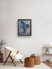 Blue Jay Bird Painting 20×16 Framed Acrylic Wildlife Canvas Art