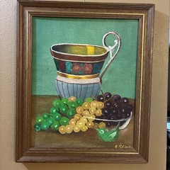 Vintage Framed Oil Painting On Canvas Board. Artist B Seiazas 16-1/2” x 13-3/4”