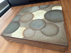 Small Abstract Circle Art Contemporary Painting on Wood Panel Shelf Sitter