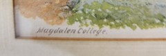 Antique Watercolor Painting Oxford University Francis Barraud Magdalen College