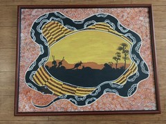 AUSTRALIAN ABORIGINAL ARTWORK RAINBOW SERPENT CENTRAL OUTBACK 74cm X 59cm