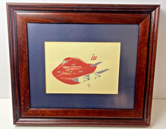 Vintage Braniff BI Plane by Hurley Signed Framed & Matted 1992 Art Print Drawing