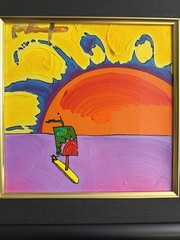 Peter Max Original Painting On Canvas „Sunrise Sail Ver. 1 #14″ 2008 10″ x 10“