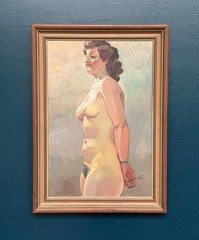 Swedish Oil on Panel – “Nude Study” attributed to Gustaf Gunnar Johansson 1945