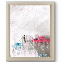 Catching Fish In The Rain Bold Color Modern Abstract Art Original Canvas 11×14