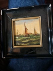 J. Wynstra Hand Painted Tile Holland Framed 100% Original 19th Century Antique