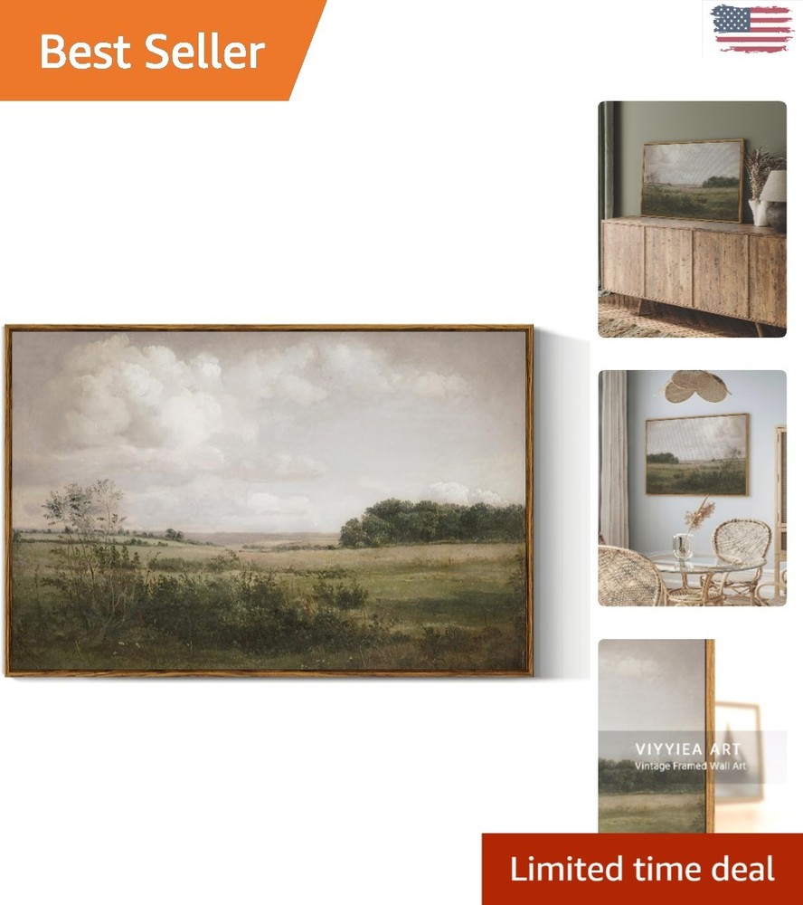 Elegant Vintage Landscape Framed Wall Art, 24×36 Inch Canvas for Home Decor